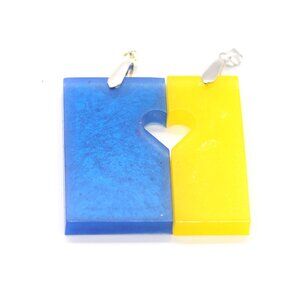 Blue & Gold Heart Pendants